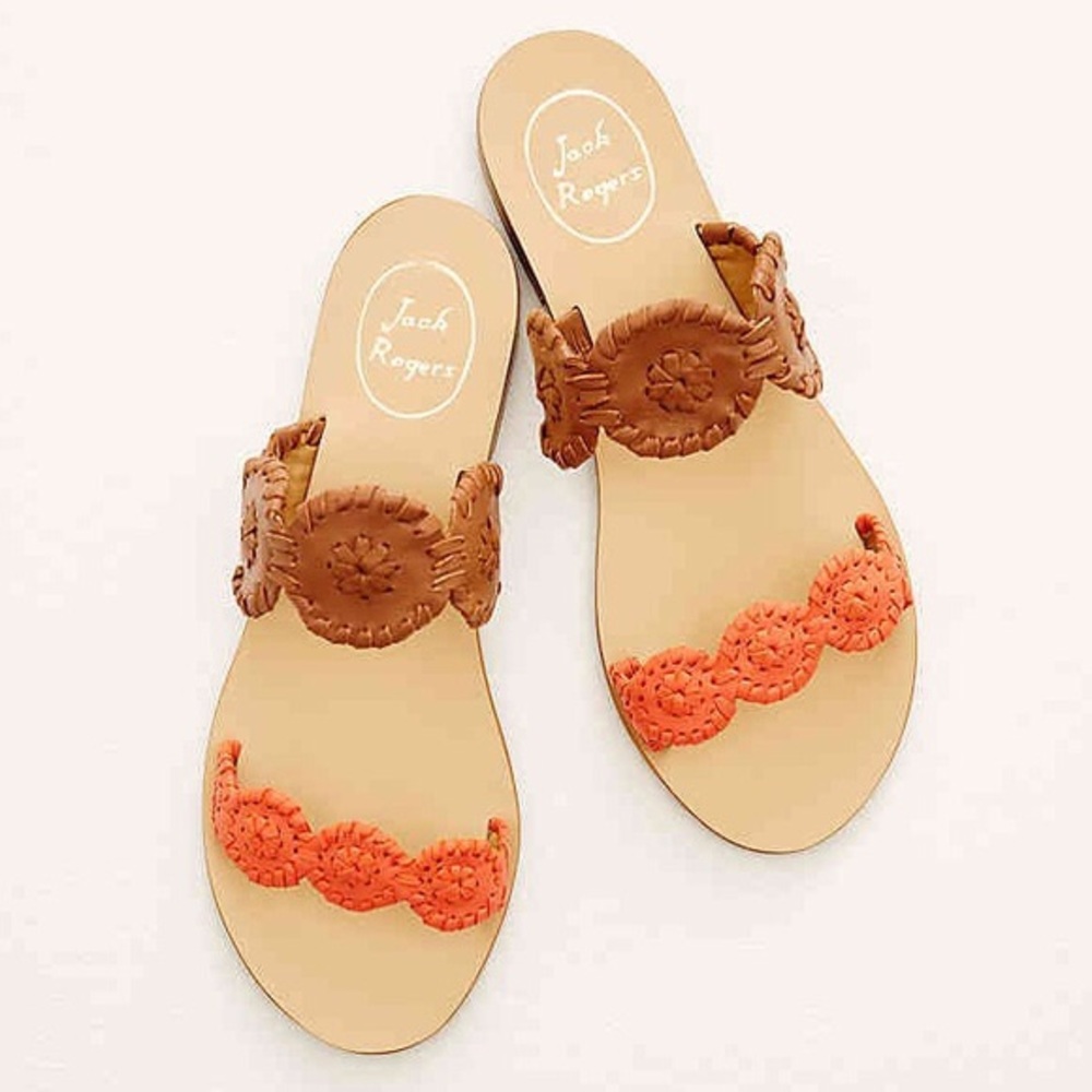JACK ROGERS Leather Slide Sandals